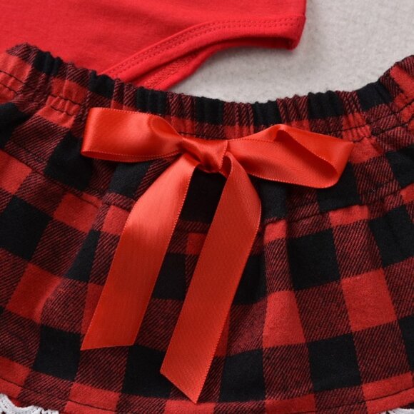 Girl girls baby Christmas Holidays Shine onesie skirt bow red gold cute new - Picture 8 of 9